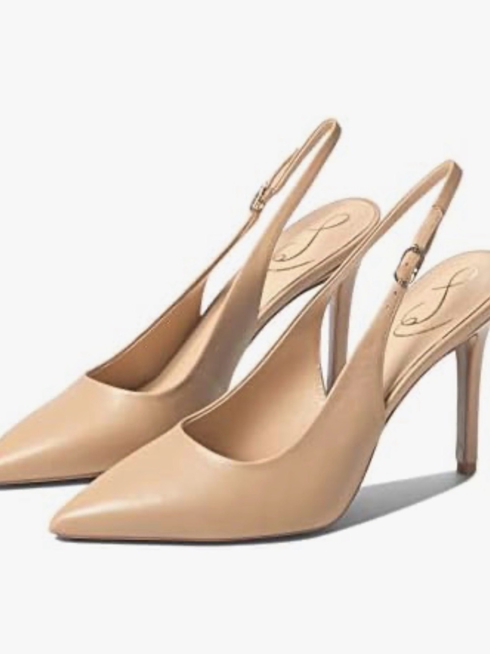 Sam Edelman Beige Slingback Pointed Toe Heels - Picture 2 of 11